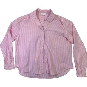 beachlunchlounge Pink Striped Women's Button Down Shirt